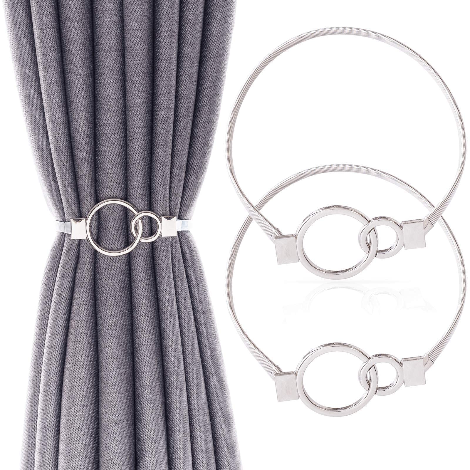 HASTHIP 2 Pcs Curtain Tiebacks Curtain Holdbacks Adjustable Decorative Alloy Curtain Straps Curtain Clip Buckle for Home Office Kitchen (Sliver) HASTHIP 2 Pcs Curtain Tiebacks Curtain Holdbacks Adjustable Decorative Alloy Curtain Straps Curtain Clip Buckle for Home Office Kitchen (Sliver)